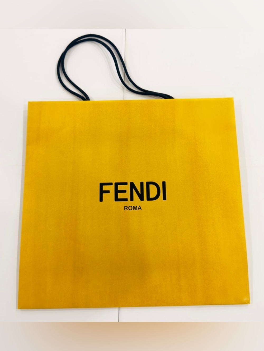 FENDI Roma Reusable Paper Shopping Gift Bag Yellow Size 15.5 “ By 16.5”